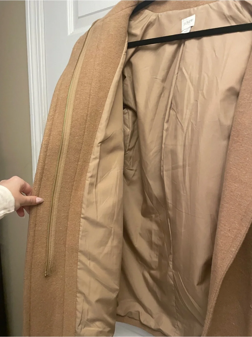 J. Crew Camel Trench Coat with Stand Collar